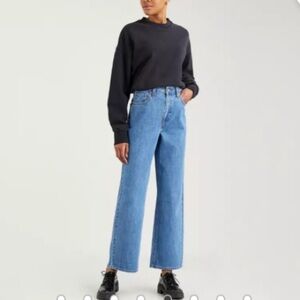 Levis High Waisted Straight Jeans Woman 30 Medium Wash Classic 100% cotton FLAW